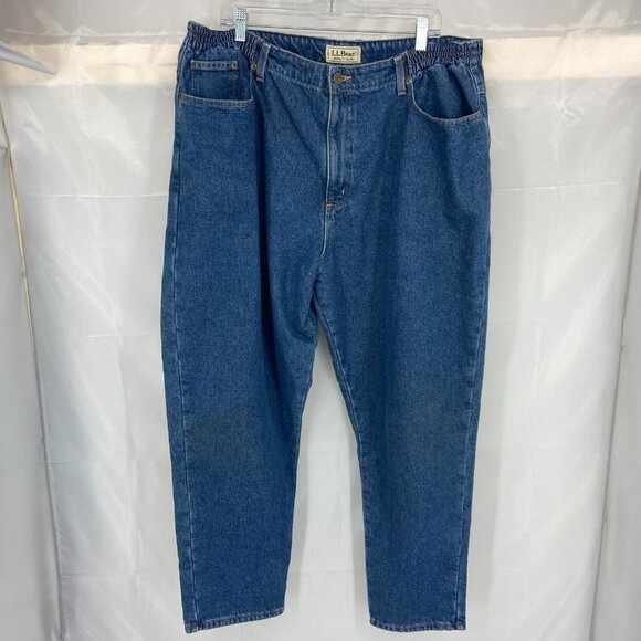 LL Bean Women 20W Flannel Lined Jeans Original Fit Relaxed Medium Wash Tapered - Picture 1 of 9